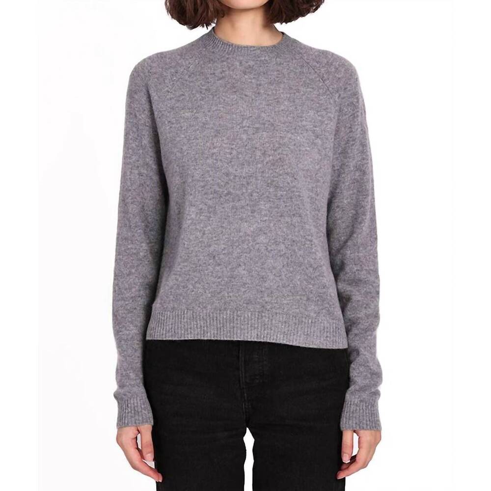 NEW MINNIE ROSE shrunken crew sweater in grey shadow